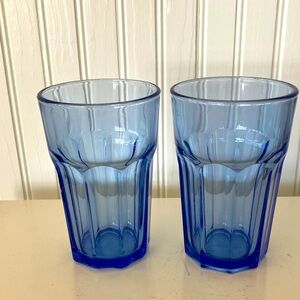 IKEA Cobalt Blue Glass Tumbler Pair, 10 Ounces, Made In France